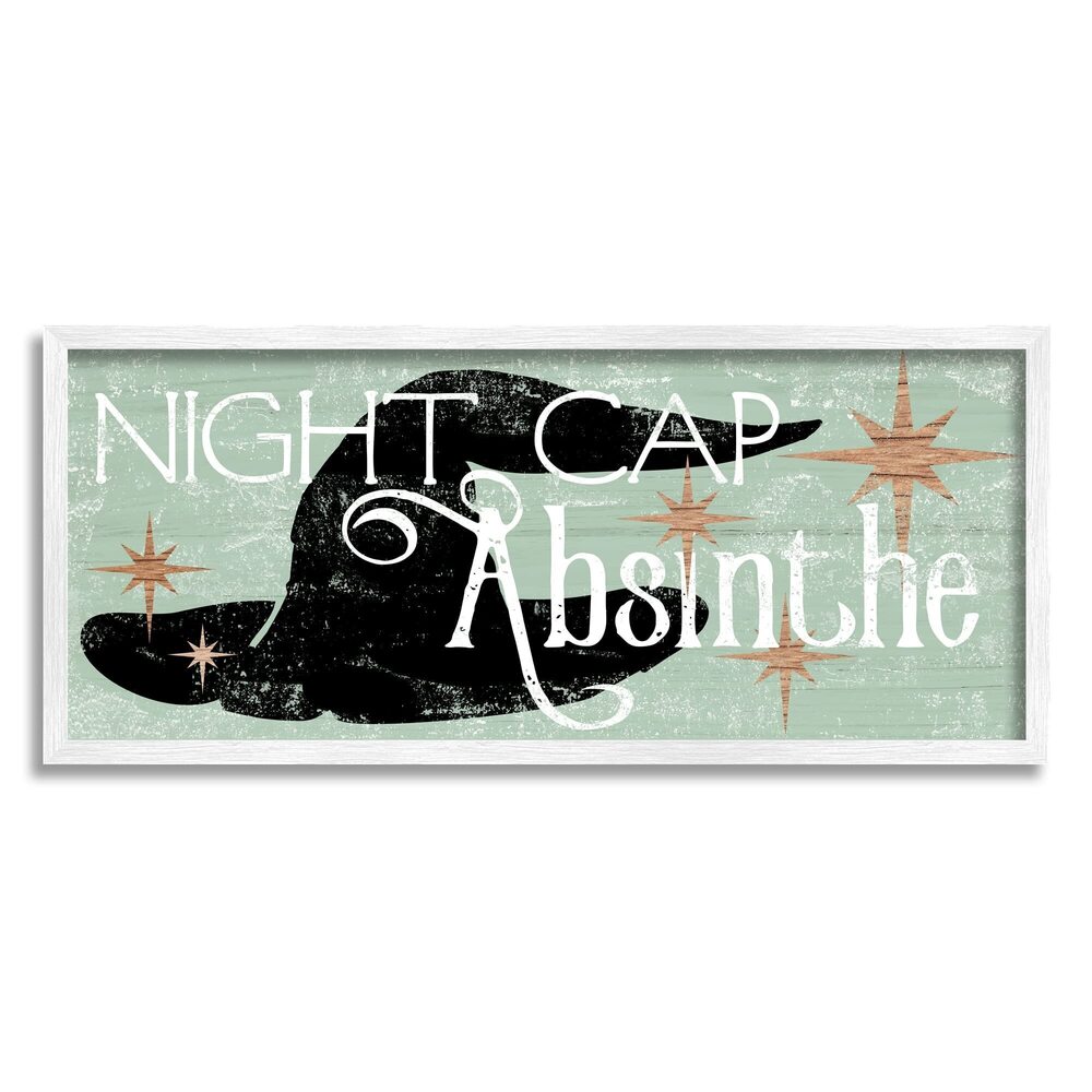 3270 Night Cap Absinth Weathered Witch Hat Vintage Sign Framed Wall Art